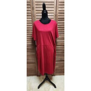 J Jill Women’s Red Casual Cotton Knee Length Dress Plus Size 3X With Pockets